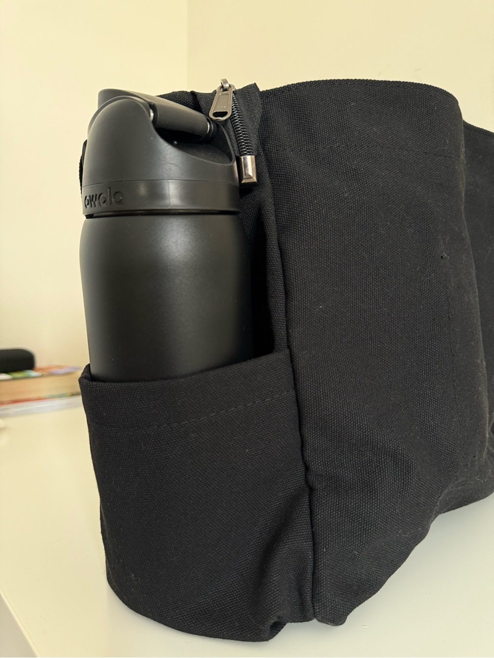 Classic Black Canvas Messenger Bag - Crossbody - Picture 2 of 2
